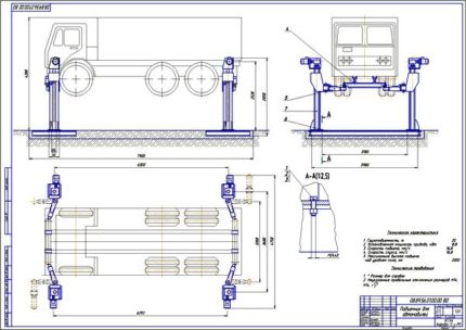 Чертеж подъемника для автомобилей
