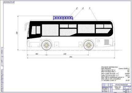 Чертеж автобуса Yutong ZK 6852 HGA. Общий вид