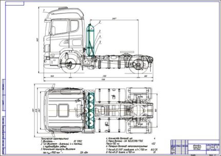 Чертеж Scania R440 общий вид