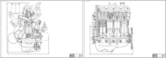 Чертёж двигателя ВАЗ-21053