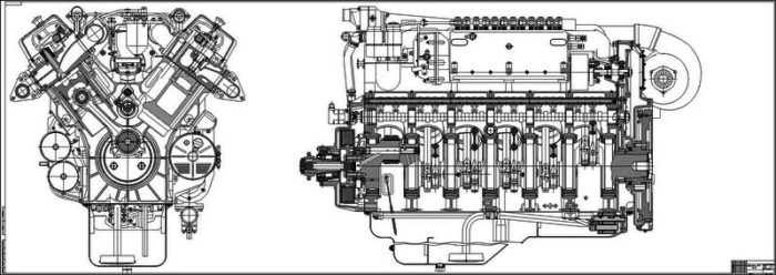 Чертёж двигателя ЯМЗ-240