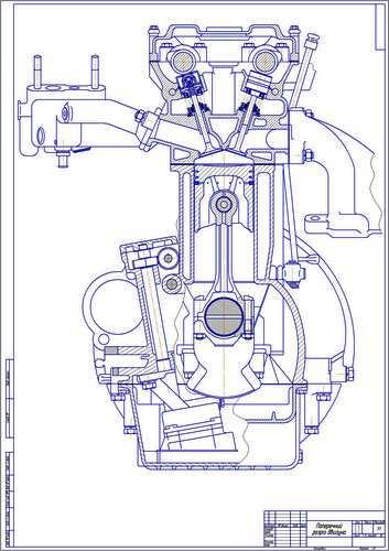 Чертеж двигателя ЗМЗ-406 в поперечном разрезе