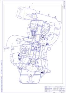 Чертеж двигателя ВАЗ-2110 в поперечном разрезе